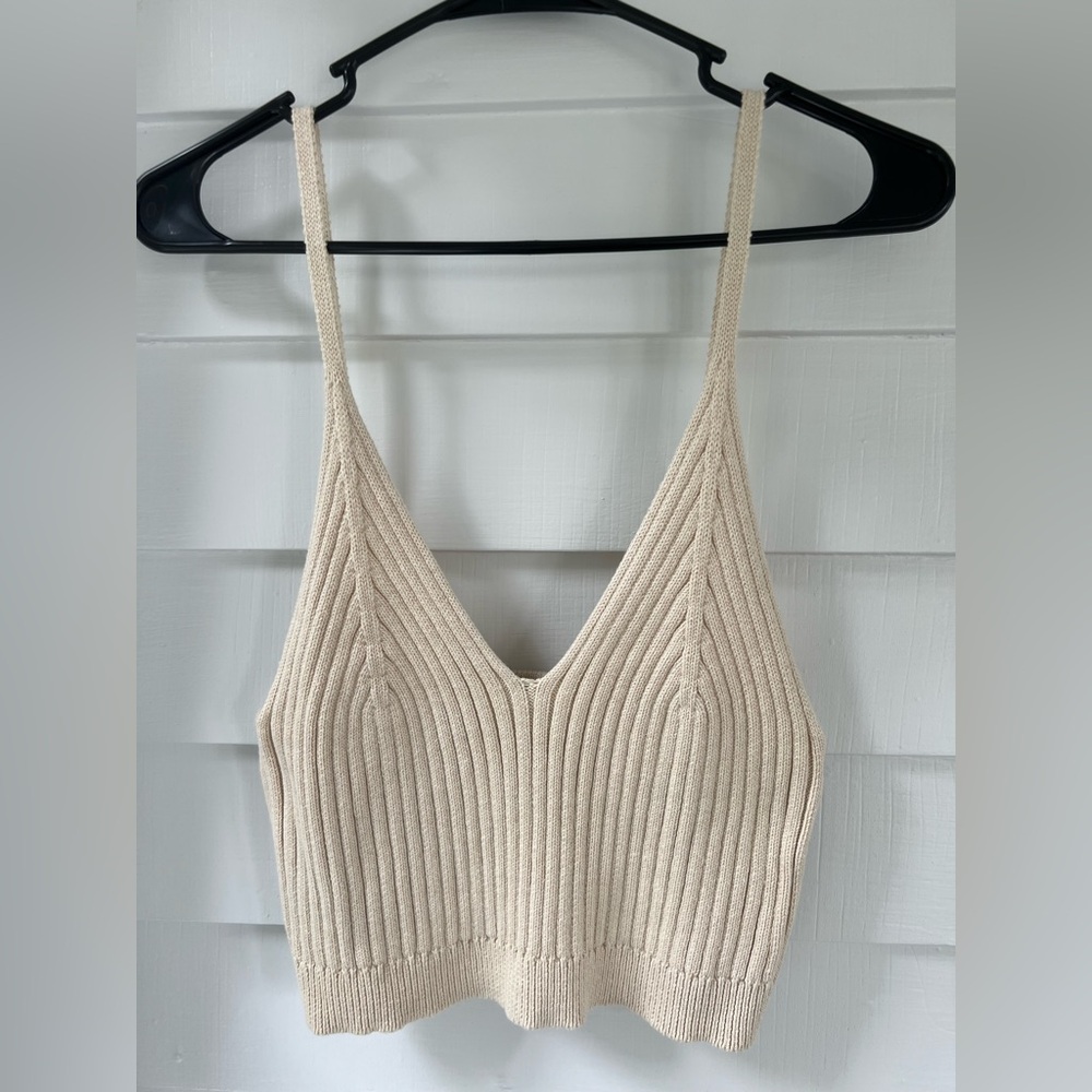 Tan Ribbed Knit Tank